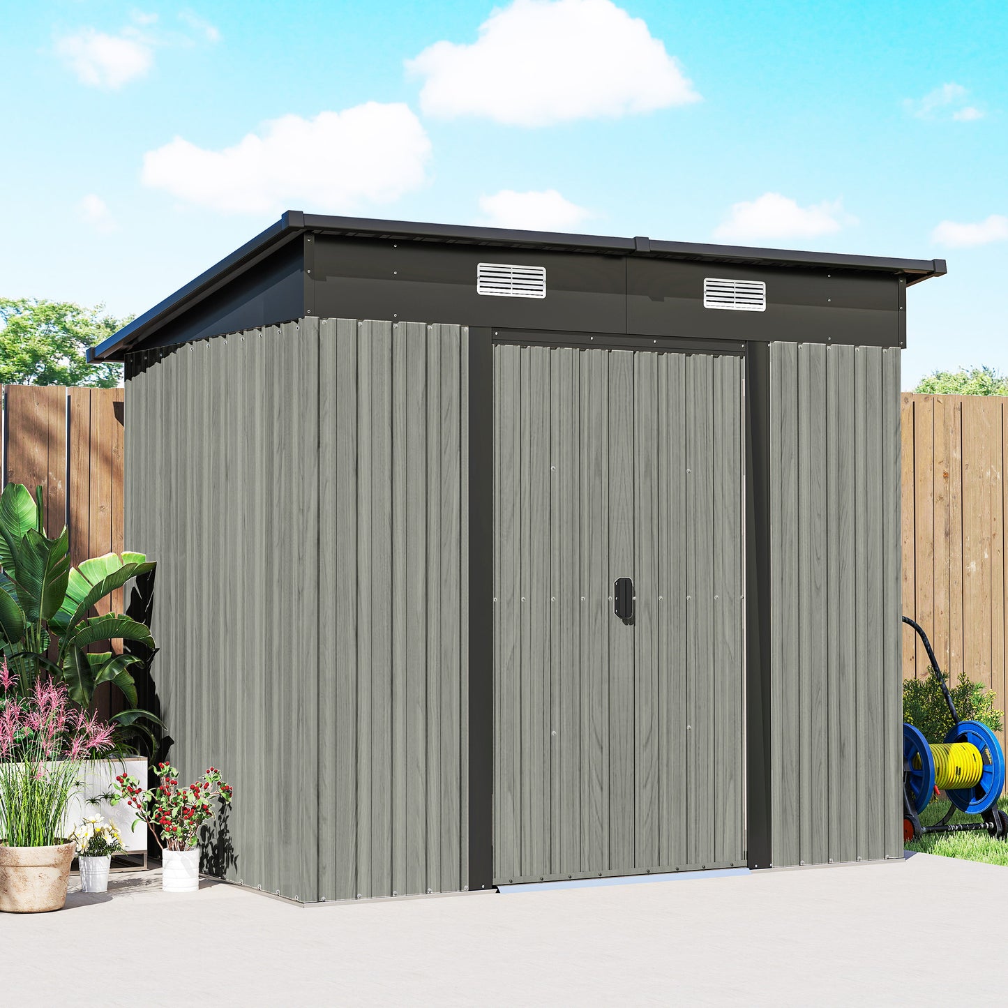 7 x 4ft Outdoor Storage Shed with Foundation Kit (1)