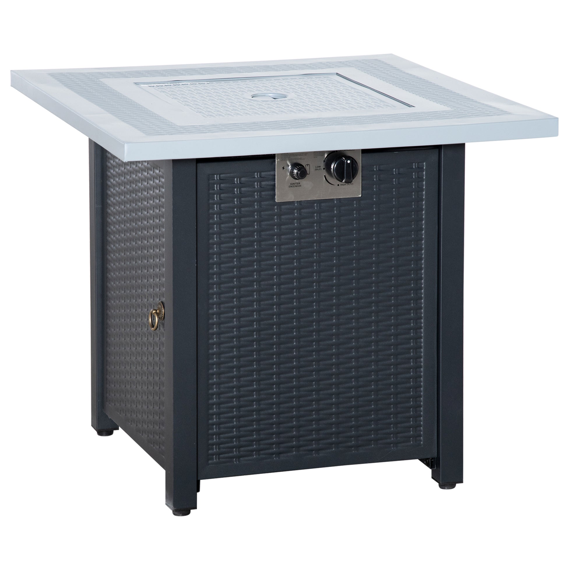 71 x 71cm 40000 BTU Gas Firepit Table - Black/Grey