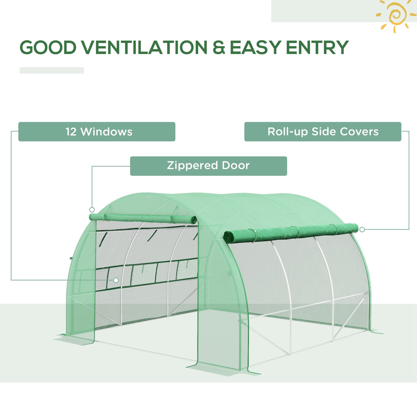 Polytunnel Greenhouse Walk-in Grow House Tent with Roll-up Sidewalls (2)