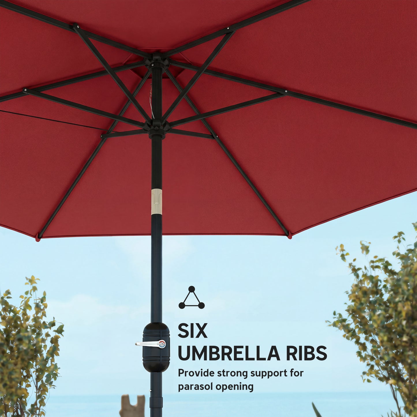 2.6 m Garden Parasol Umbrella with Aluminium Pole (4)