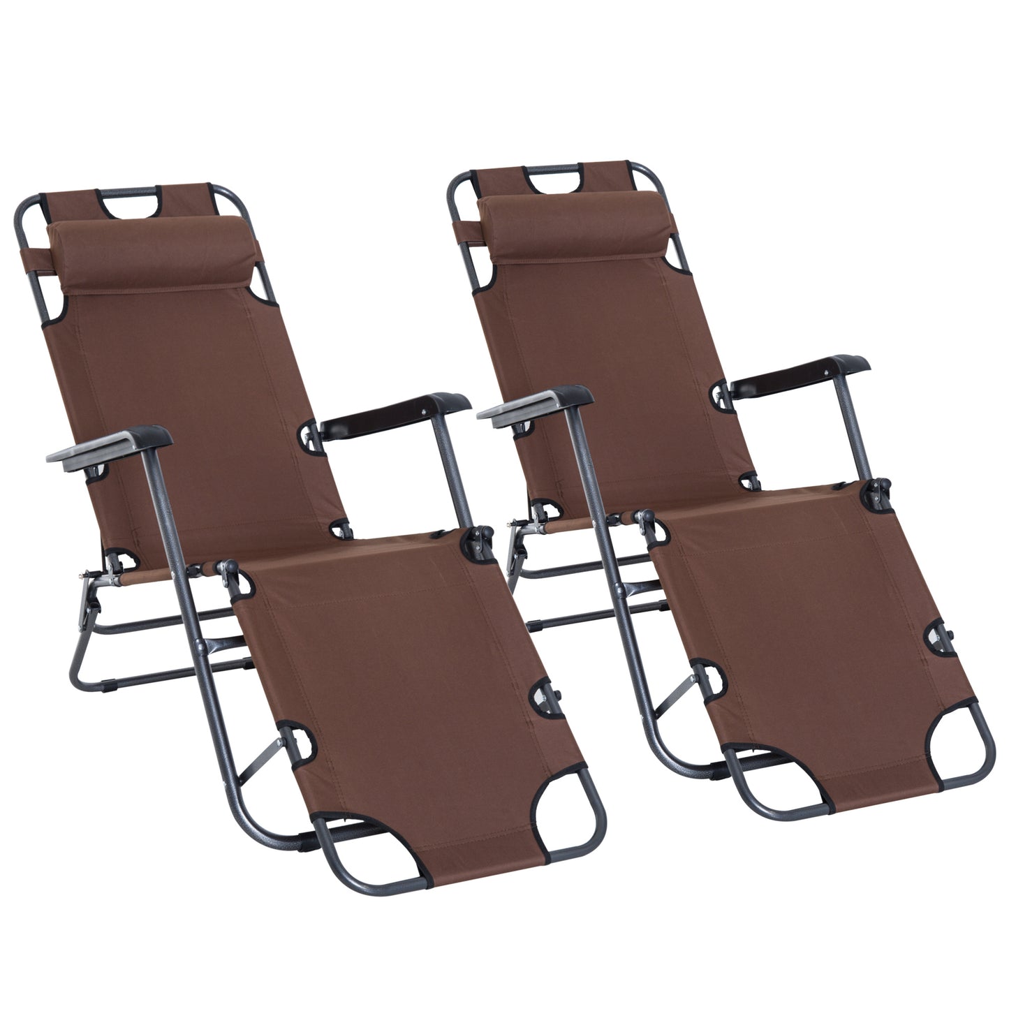 2 in 1 Folding Sun Lounger Reclining Garden Chair Set of 2