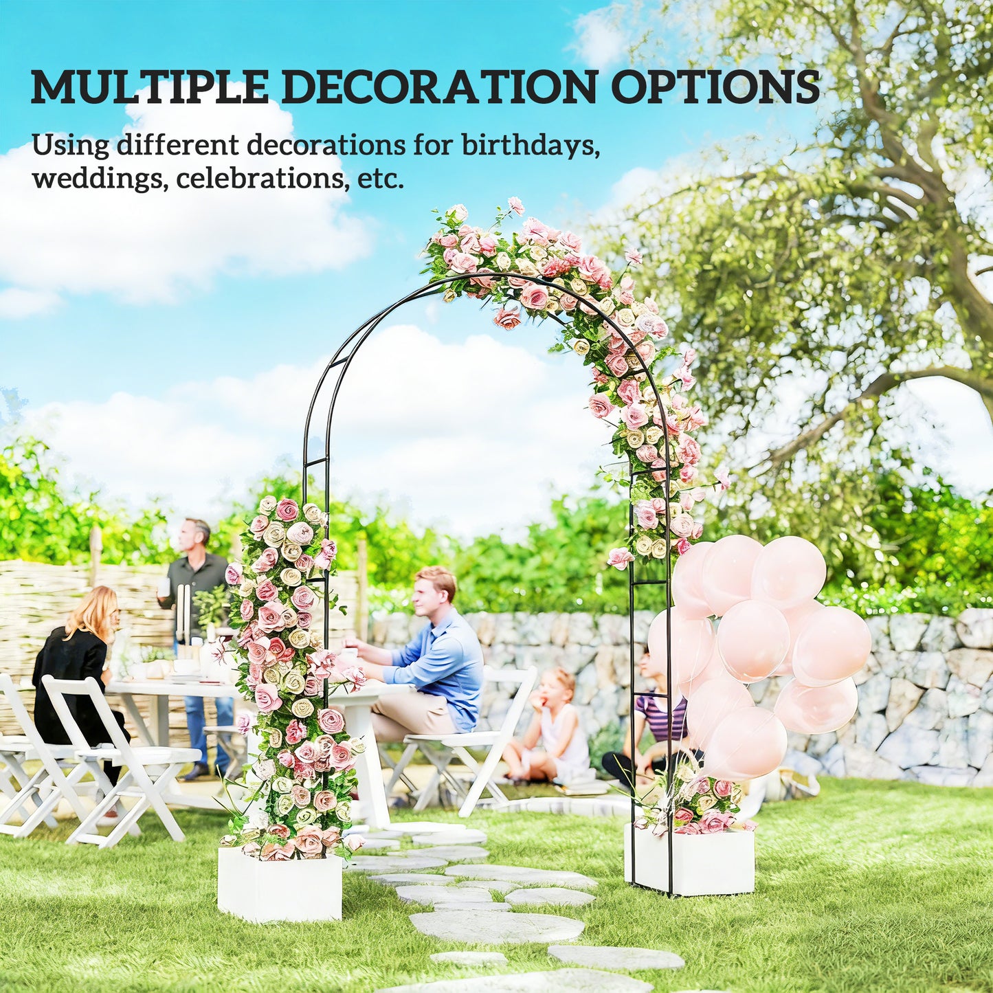 Garden Arch, 2.4 m High x 1.5 m Wide Metal Garden Trellis
