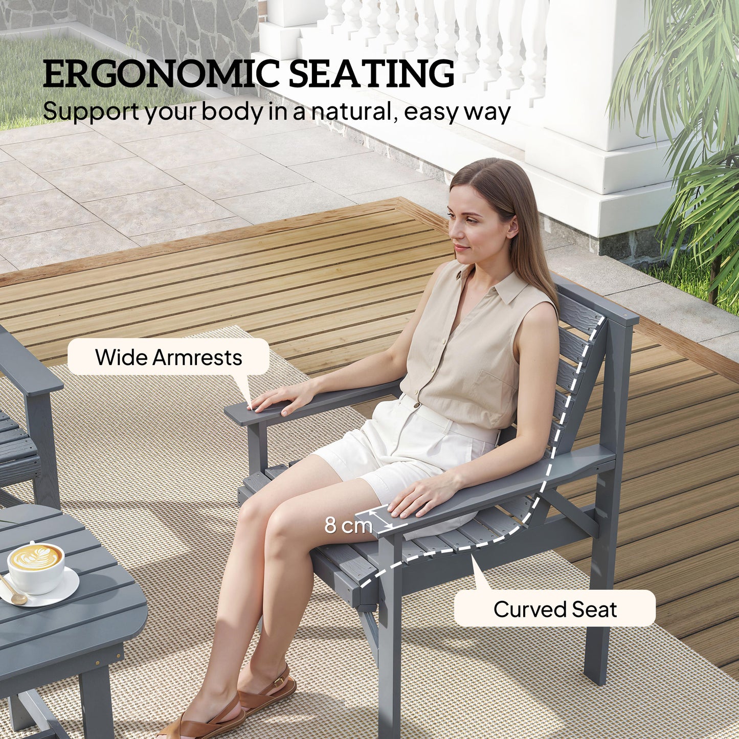 4 Piece Wooden Garden Furniture Set