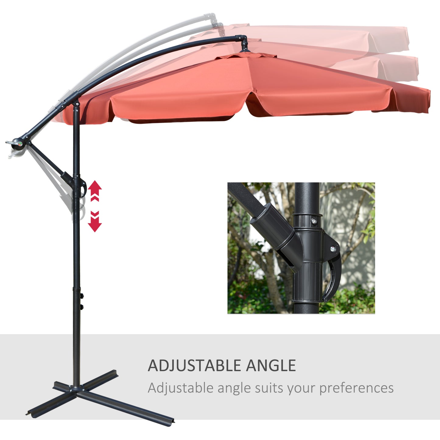 2.7m Garden Banana Parasol Cantilever Umbrella with Crank Handle