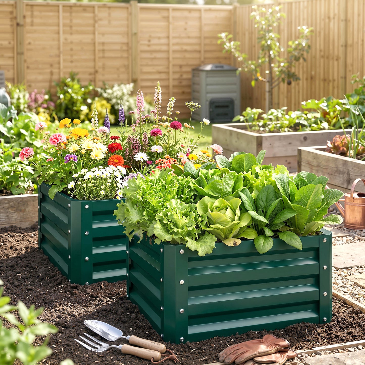 Set of Two 60 x 60cm Steel Planter Boxes