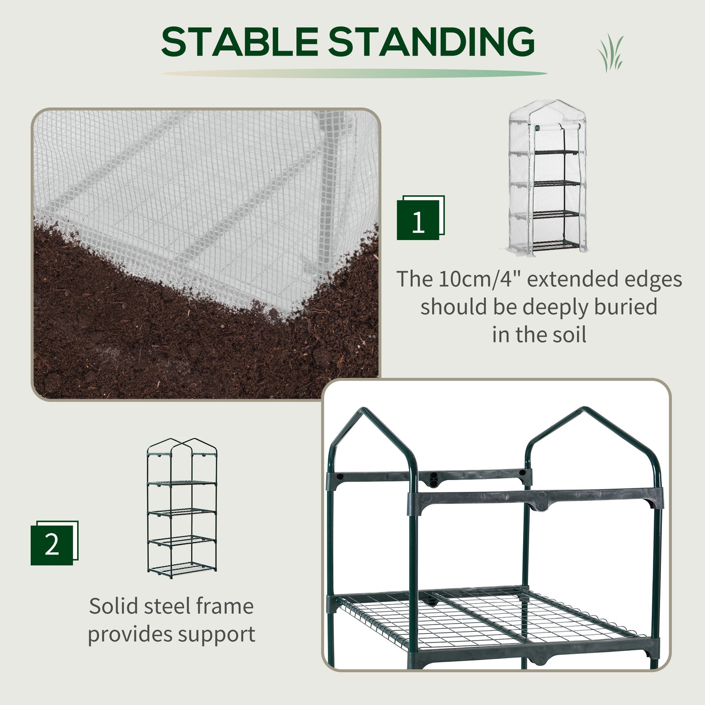 4 Tier Mini Greenhouse, Portable Compact Green House