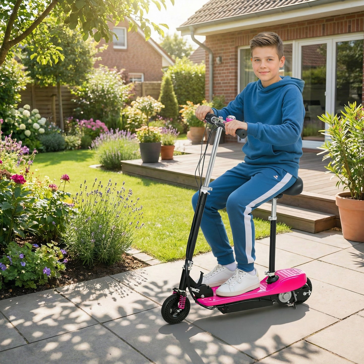 Steel Ride on Powered Scooter, Folding E-Scooter with Warning Bell