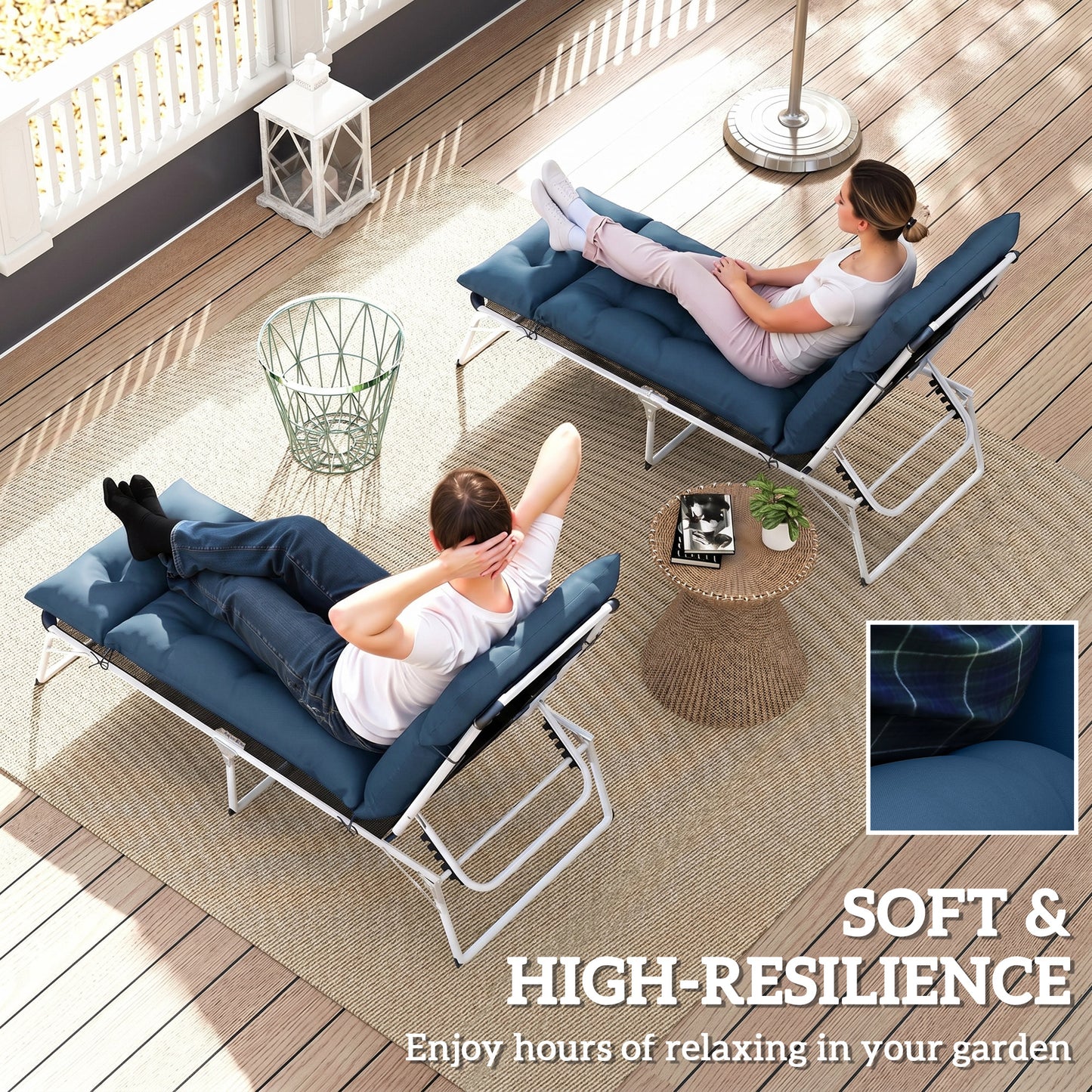 Set of Two 190 x 56cm Sun Lounger Cushions
