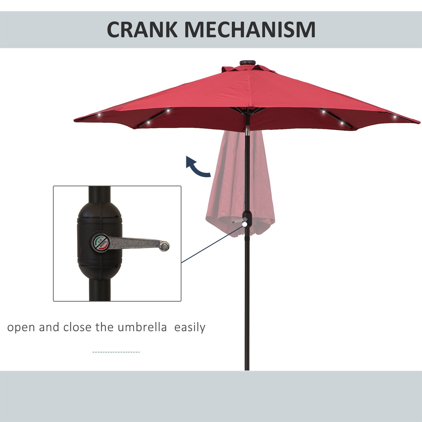 2.7m Patio Garden Umbrella Outdoor Parasol with Tilt Crank