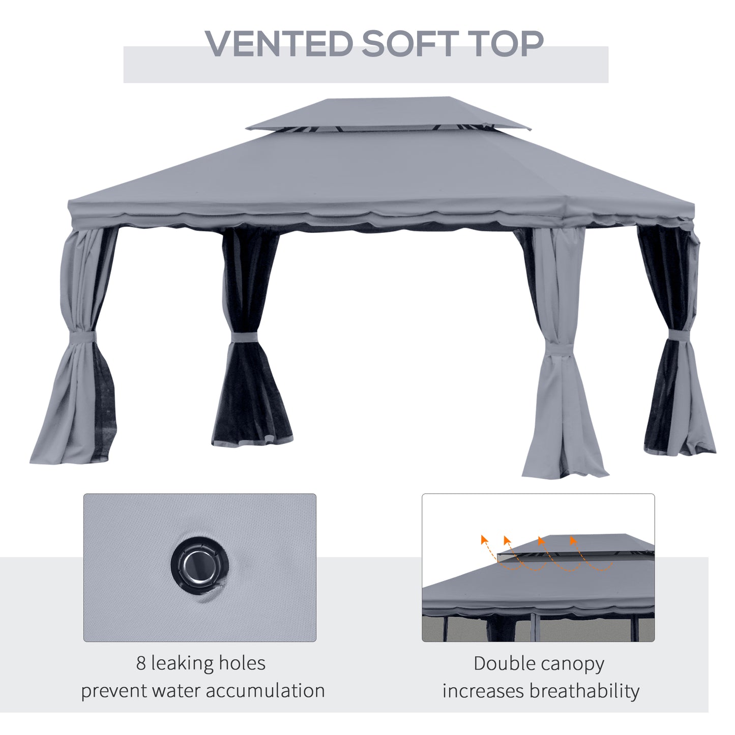 3 x 4m Aluminium Garden Gazebo