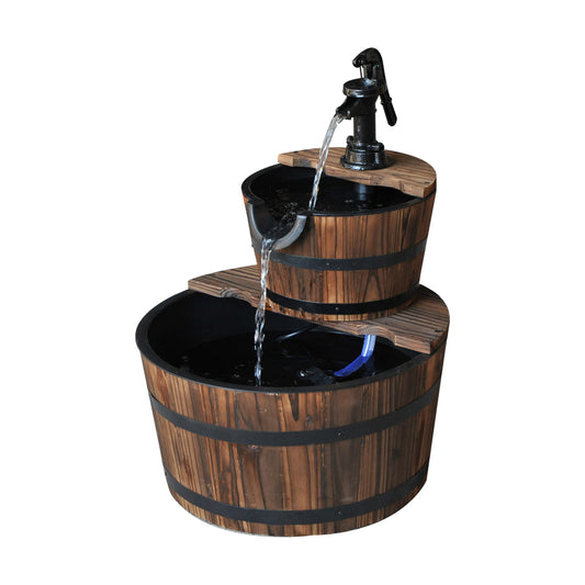 Wooden Water Pump Fountain, 2 Tier