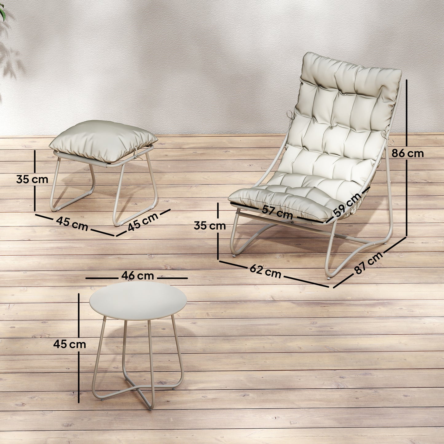 Bistro Set for Garden, 3 Piece Outdoor Table and Chair