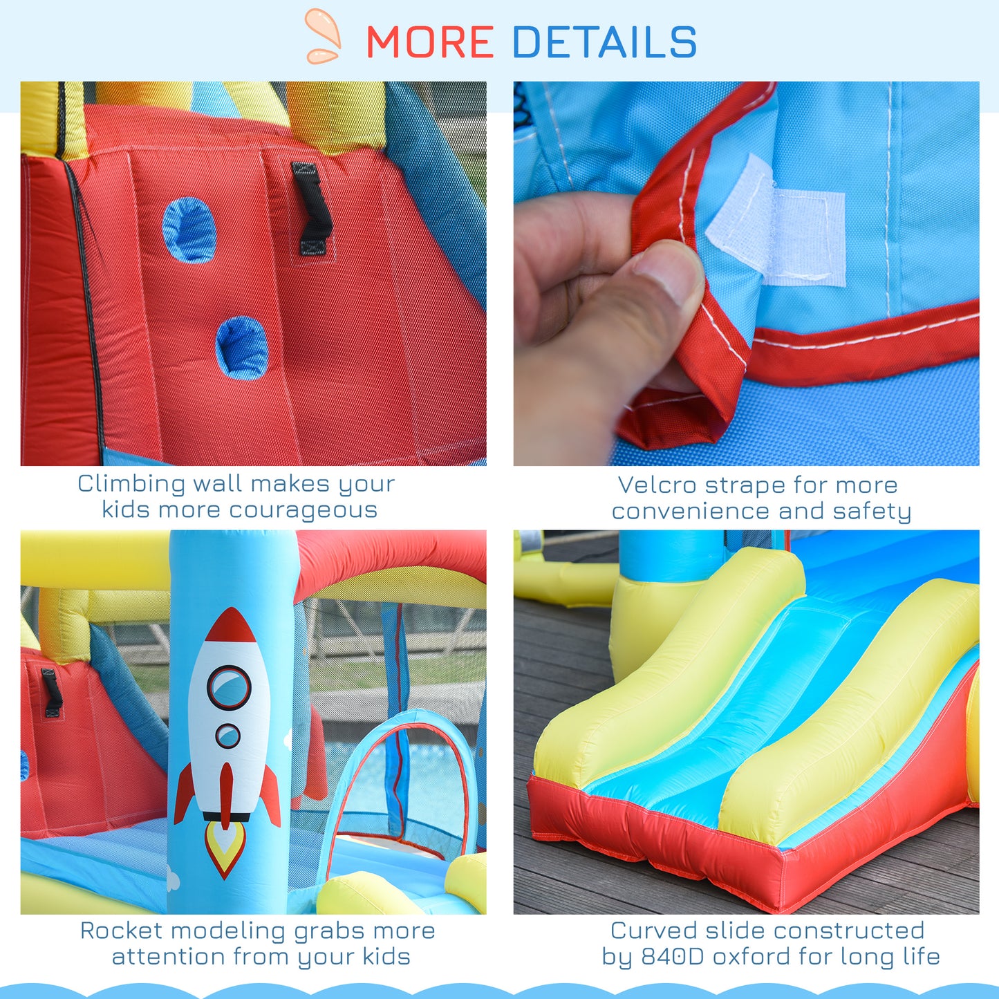 Bounce Castle Inflatable Trampoline Slide Pool Rocket Design 3.4 x