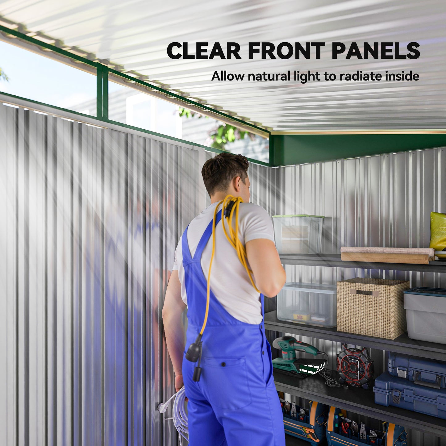 8.5 x 4ft Metal Shed with Lightsky Panels