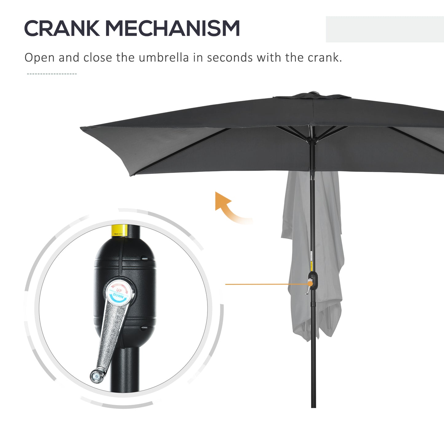 3x2m Garden Parasol Umbrella with Aluminium Pole, Tilt and Crank