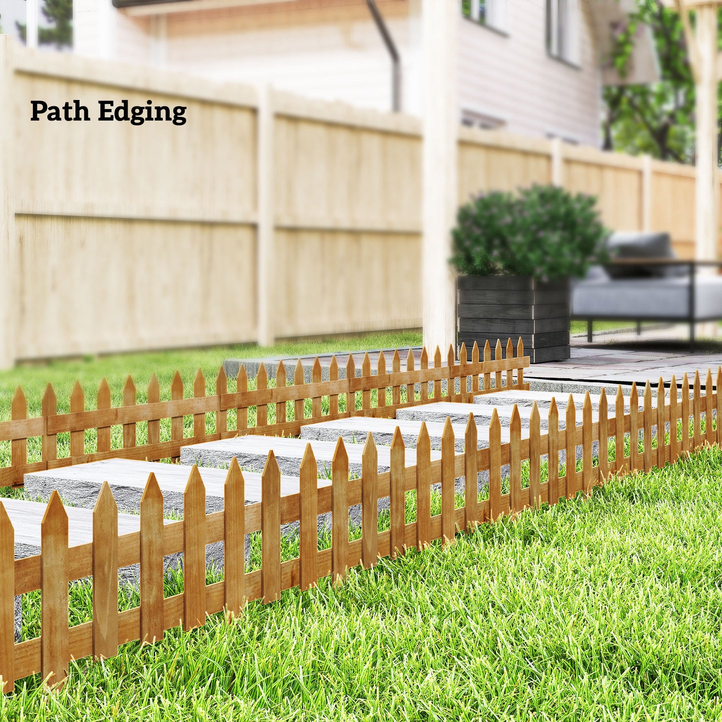 Pack of 12 Wooden Border Fences