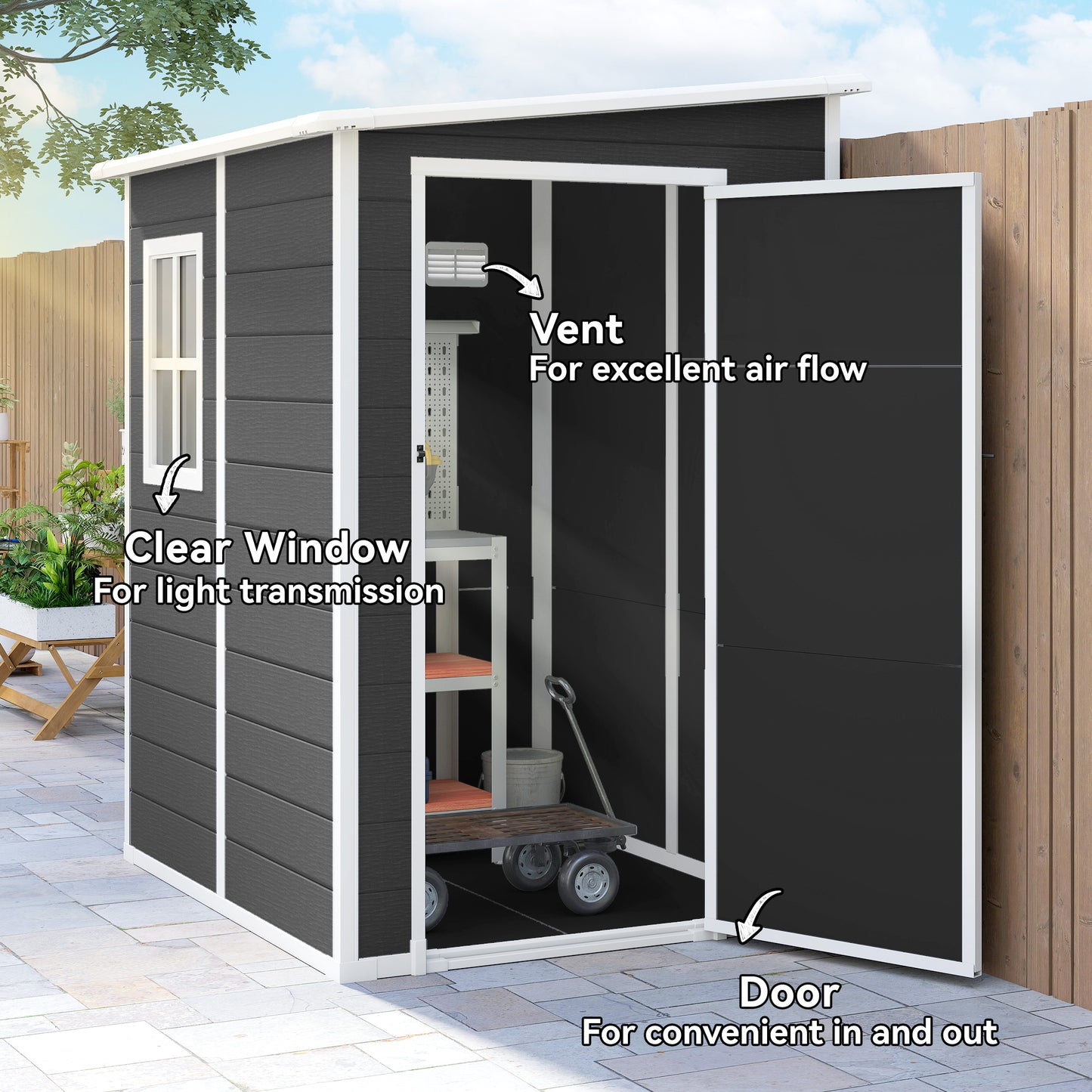 4'x5' Garden Storage Shed, Lean to Shed