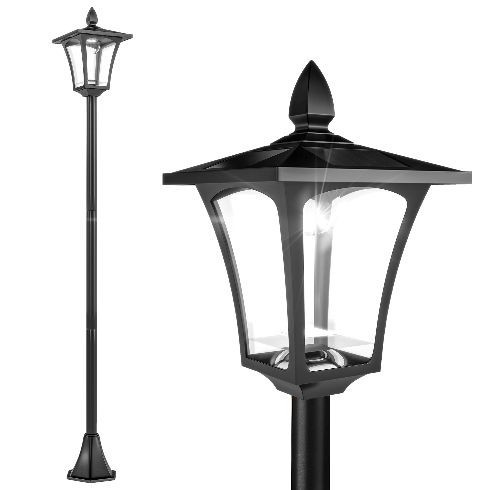 Outdoor Garden Solar Post Lamp Sensor Dimmable LED Lantern Bollard