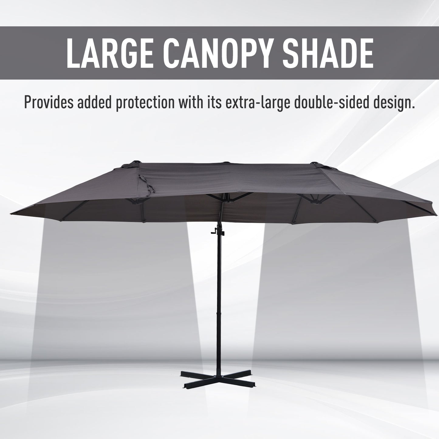 Double Canopy Offset Parasol Umbrella Garden Shade w/ Steel Pole 12