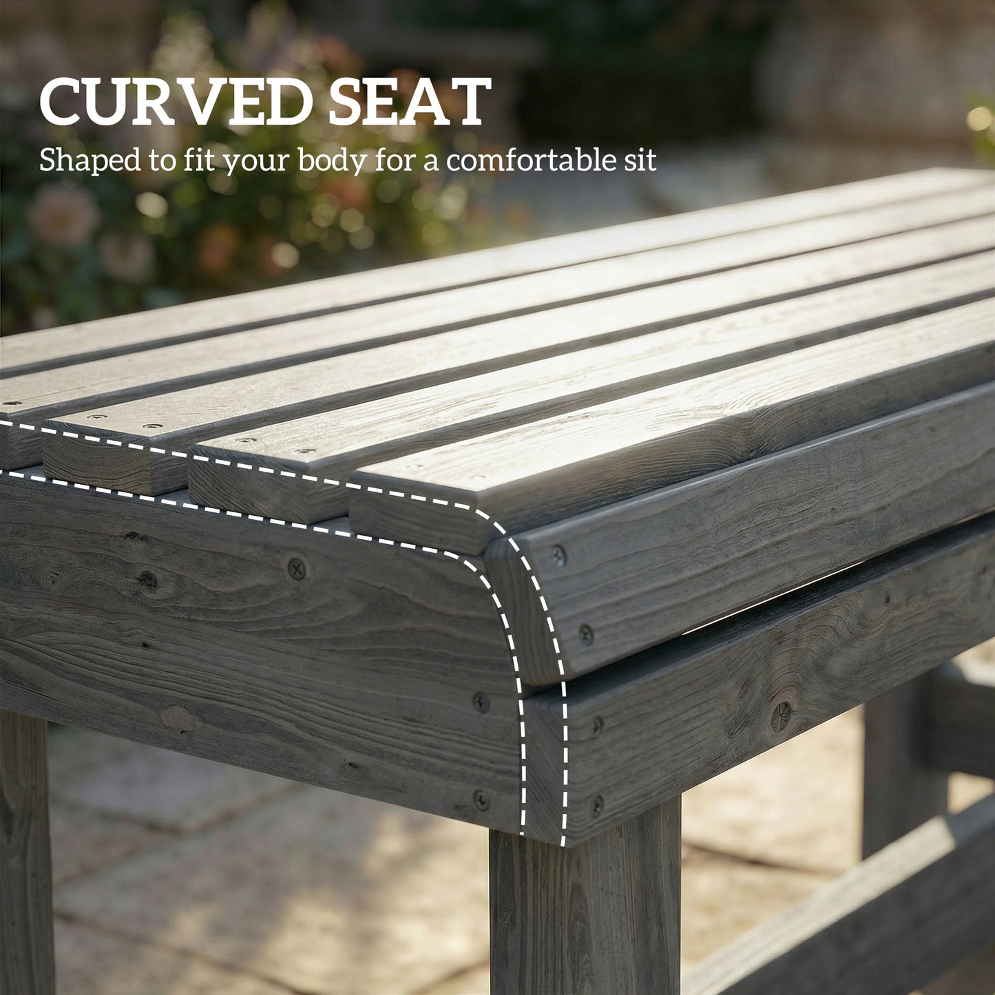 Wooden Outdoor Bench, 2 Seater Garden Bench (1)