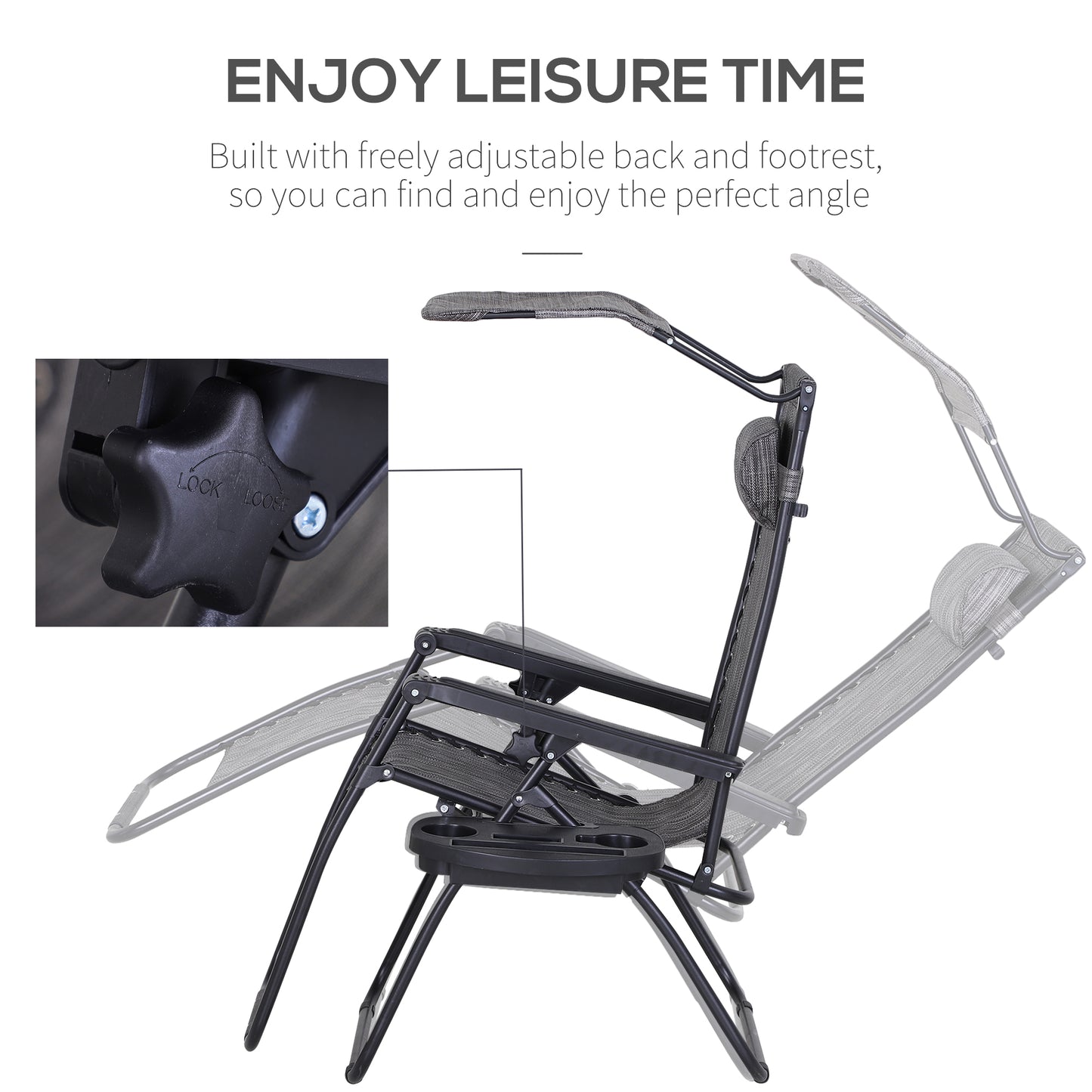 Foldable Reclining Garden Chair with Headrest