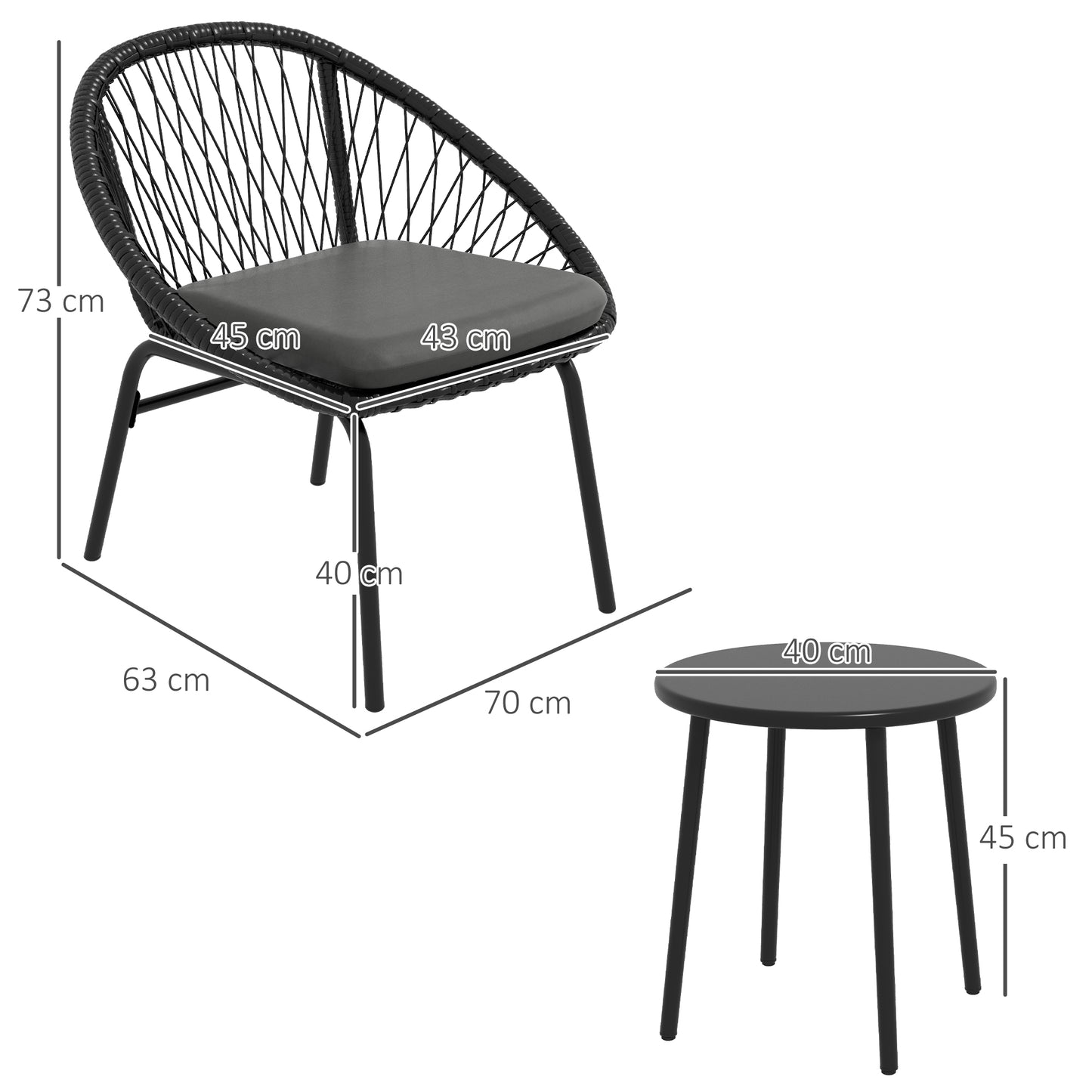 Three-Piece Rattan Bistro Set