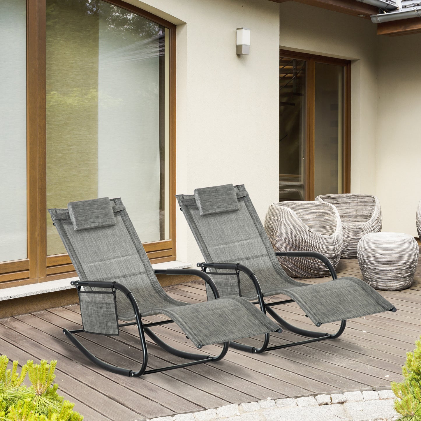 2PCs Outdoor Garden Rocking Chair