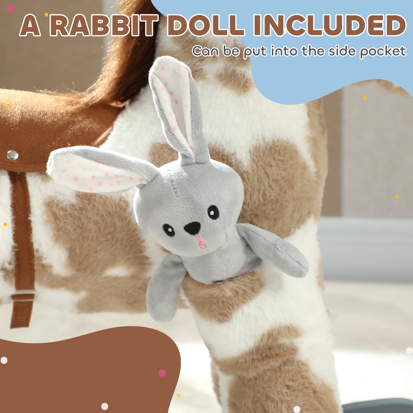 Baby Rocking Horse, Plush Animal Rocker with Realistic Sound and Toy
