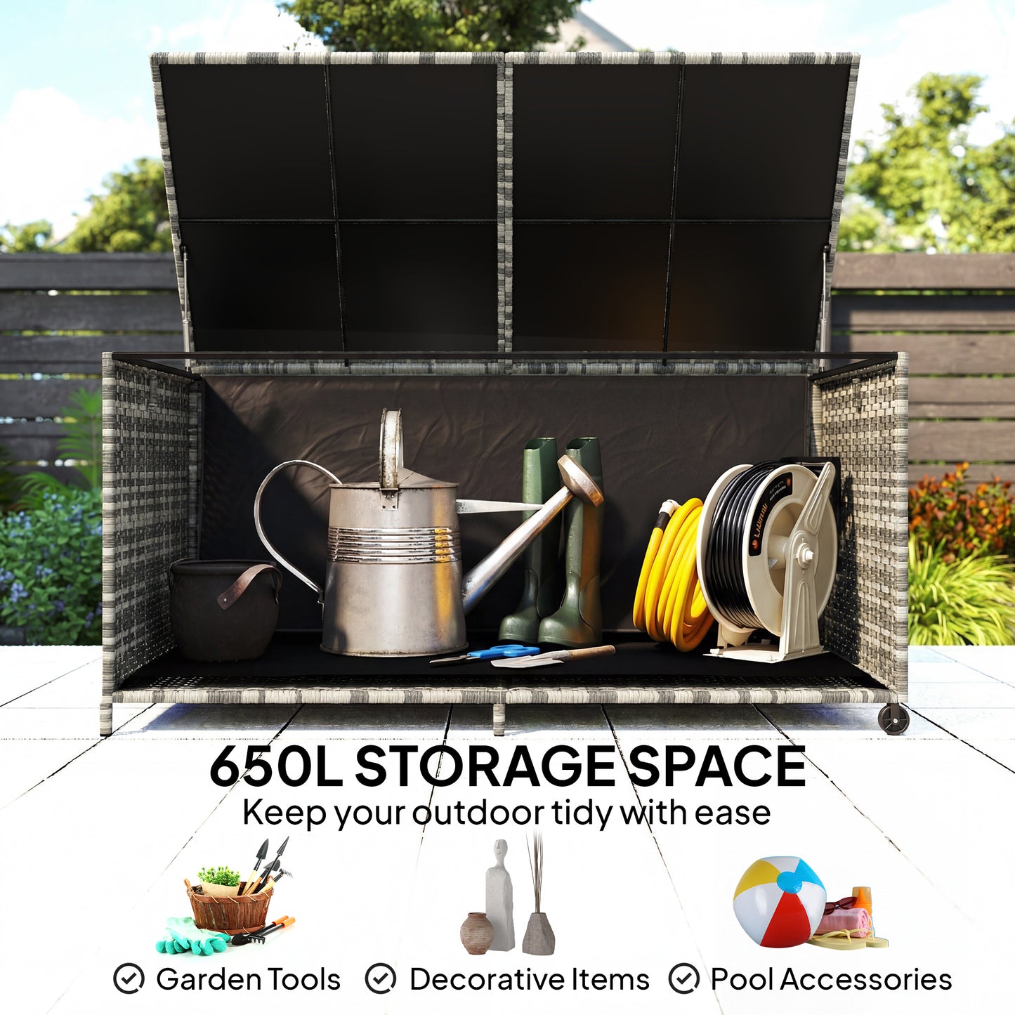 650L Garden Storage Box with 2 Wheels