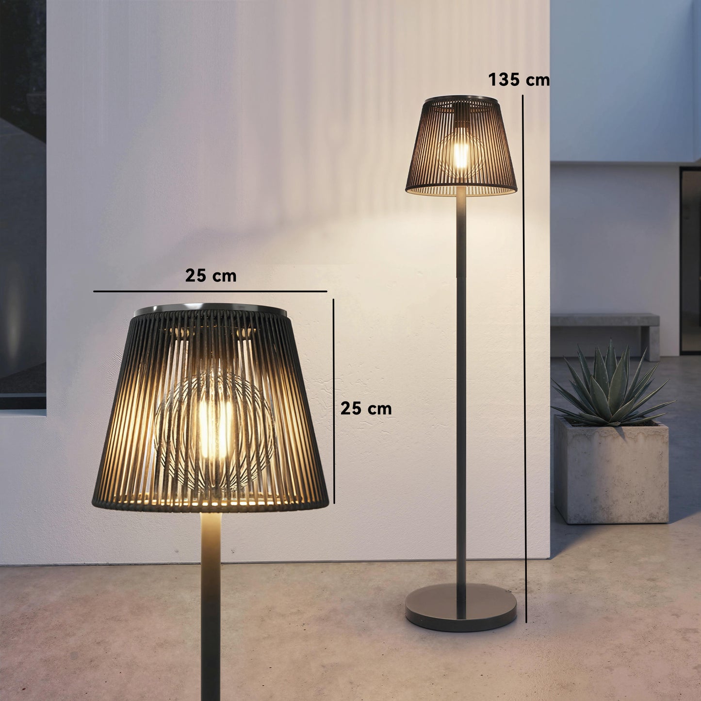 Outdoor Solar Floor Lamp, Adjustable Height Rechargeable Floor Lamp