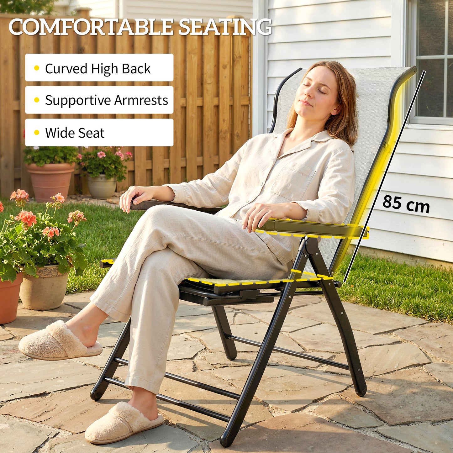Reclining Garden Chairs Set of 2