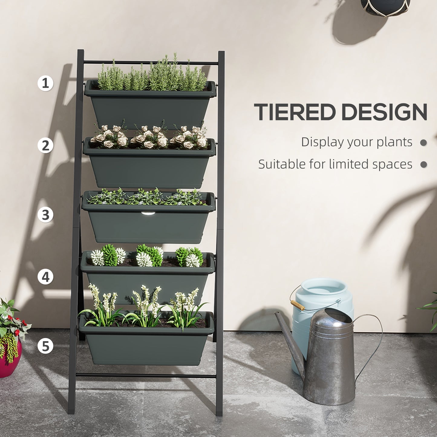 5-Tier Vertical Raised Garden Planter with 5 Container Boxes