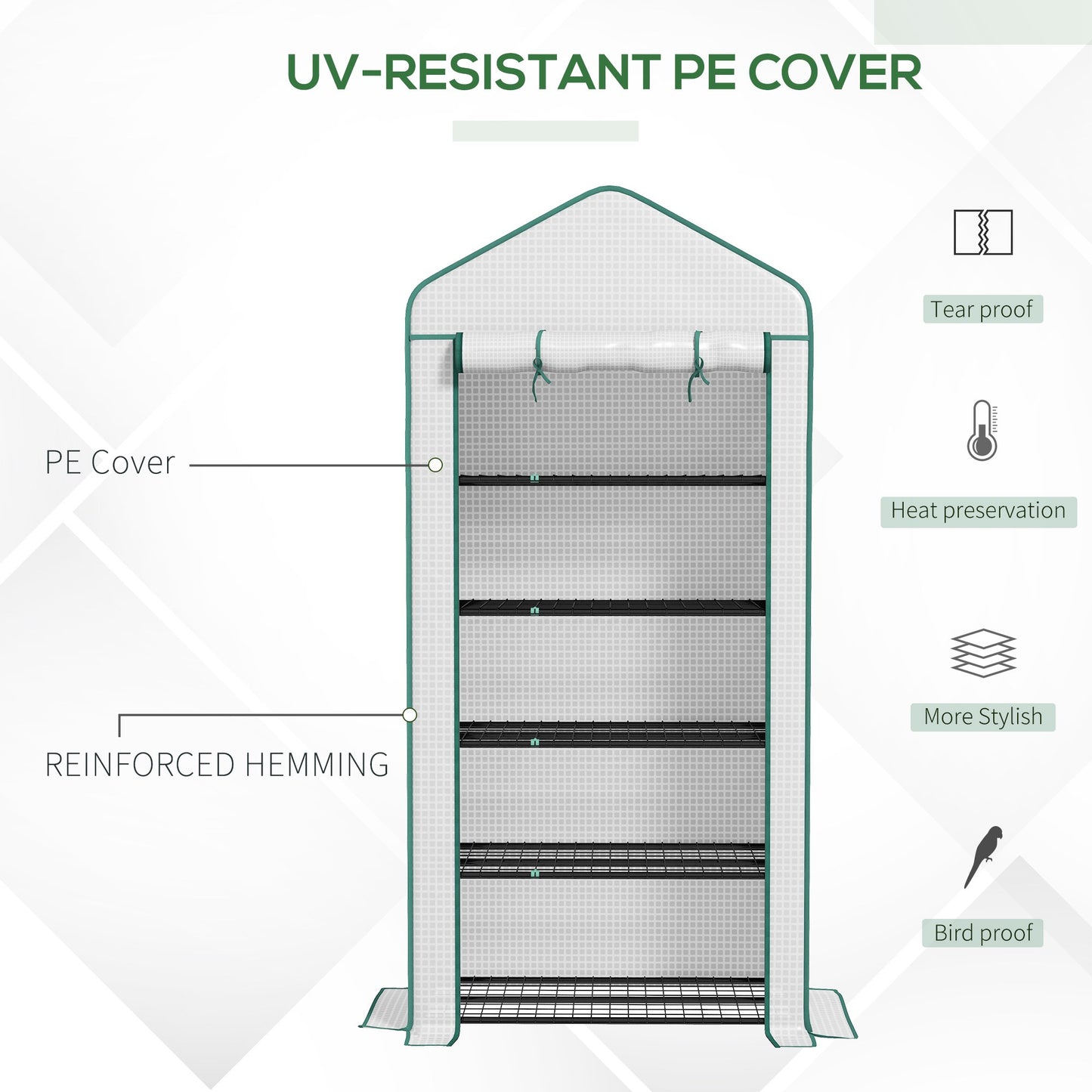 5 Tier Widened Mini Greenhouse with Reinforced PE Cover