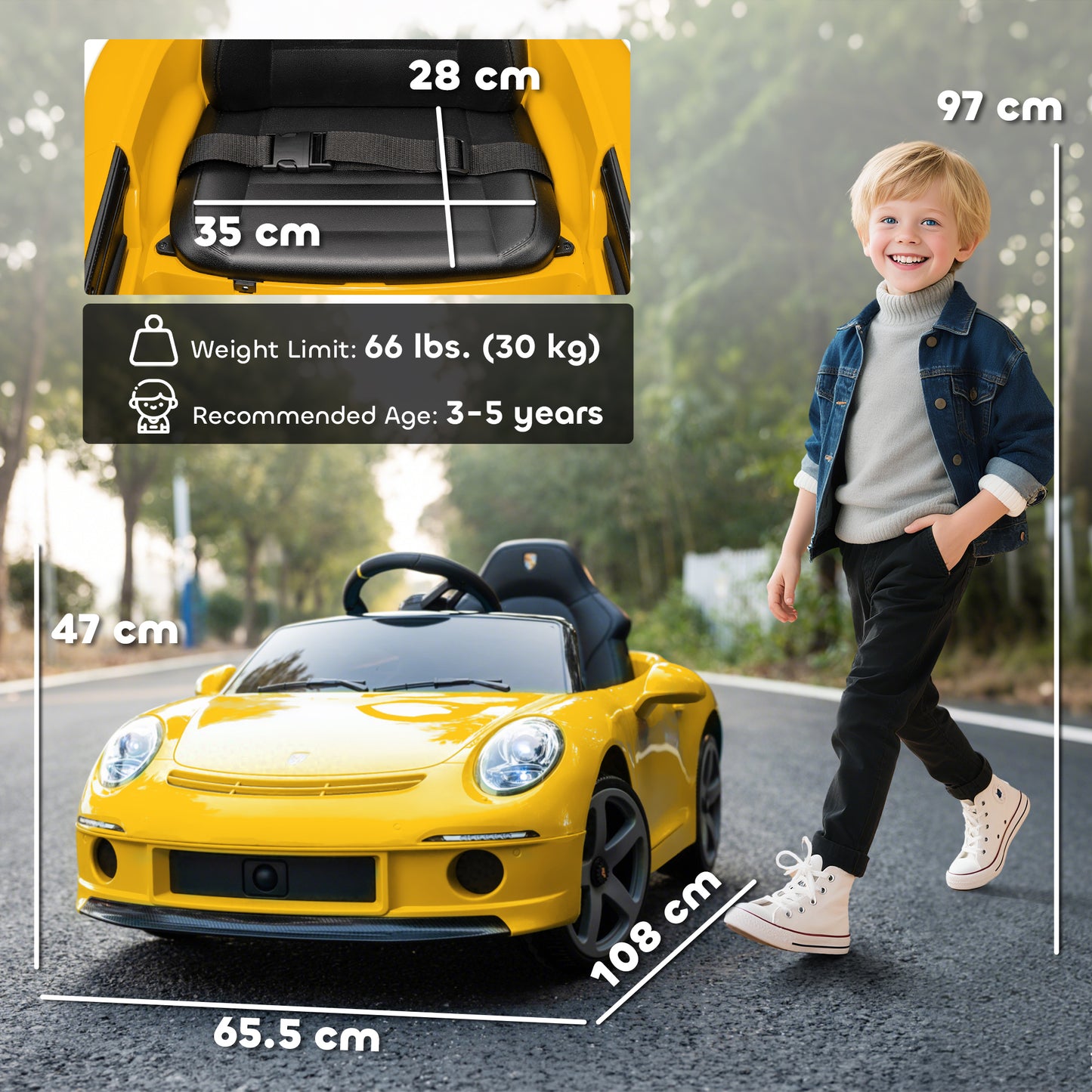 Kids Electric Car, 12V Licensed RUF GT Ride on Car with Suspension (1)