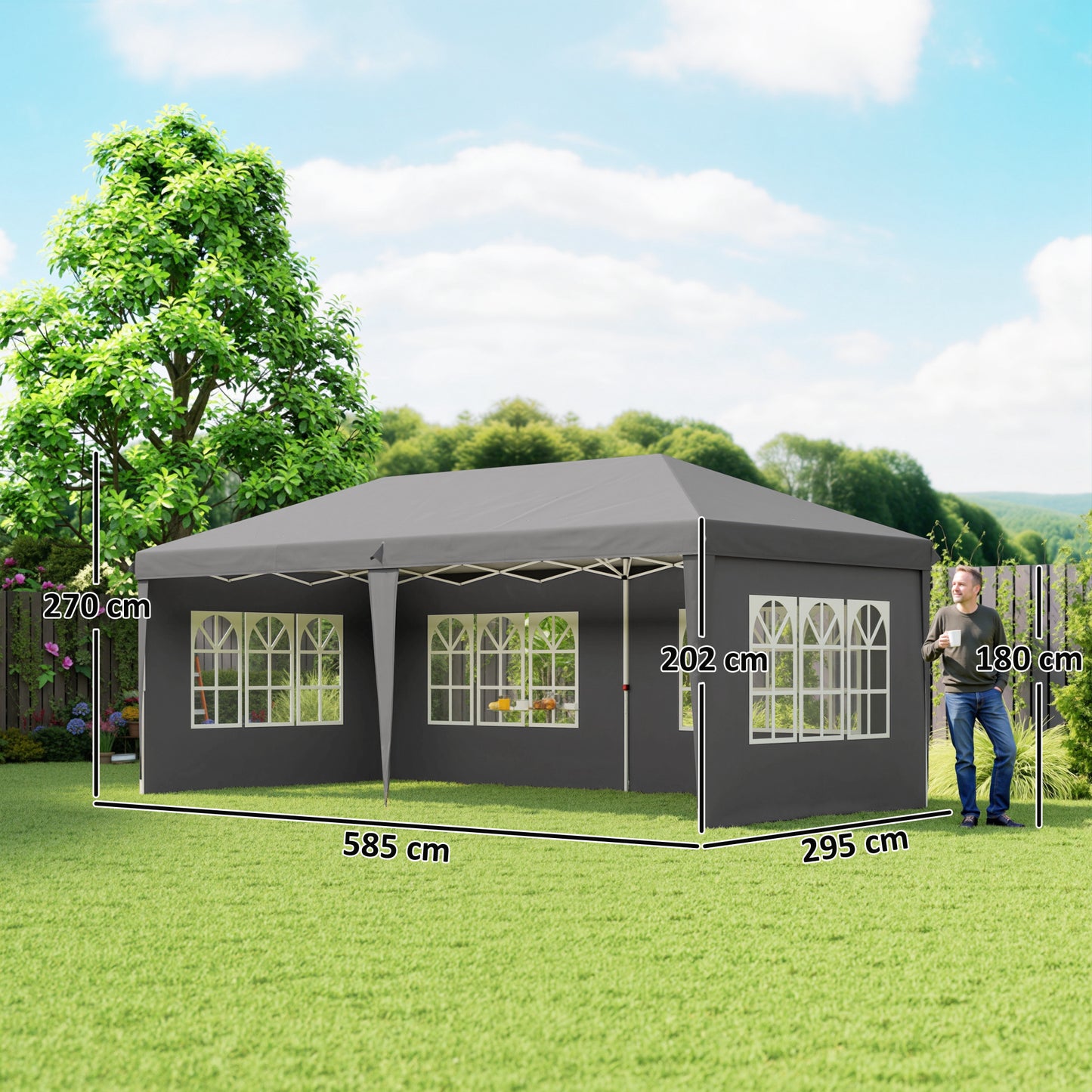 3 x 6m Pop-Up Gazebo, with Removable Walls