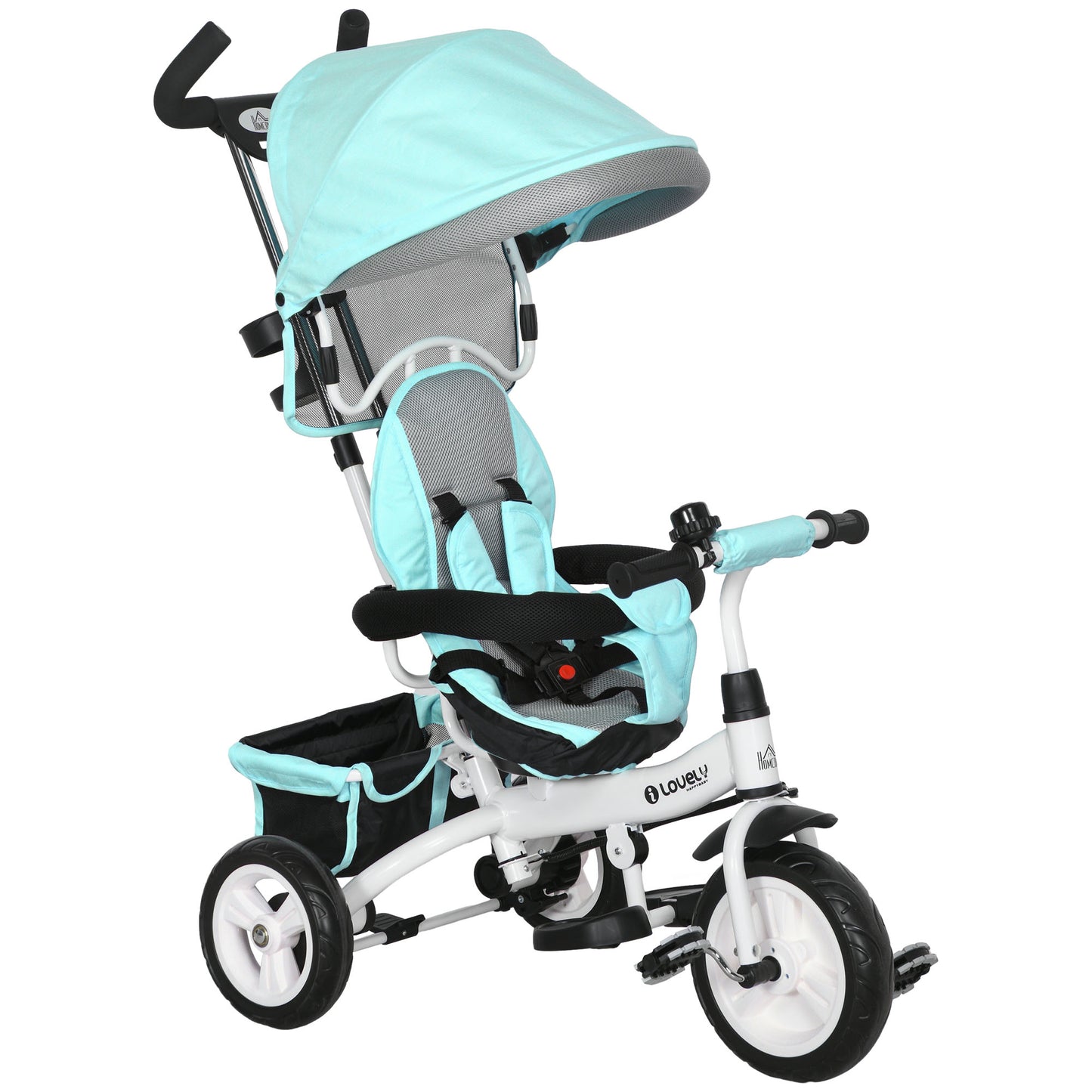 6 in 1 Kids Trike Push Bike w/ Push Handle, Canopy