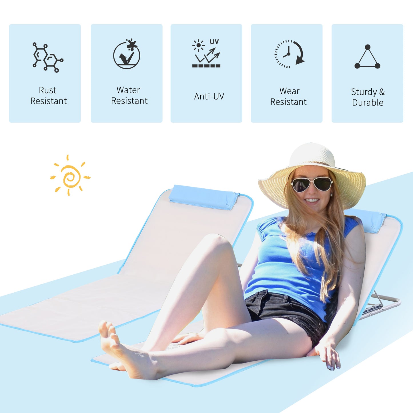 Set of 2 Foldable Garden Beach Chair Mat
