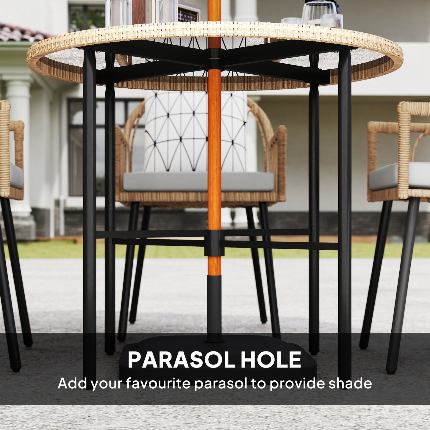 5 Piece Patio Rattan Dining Set