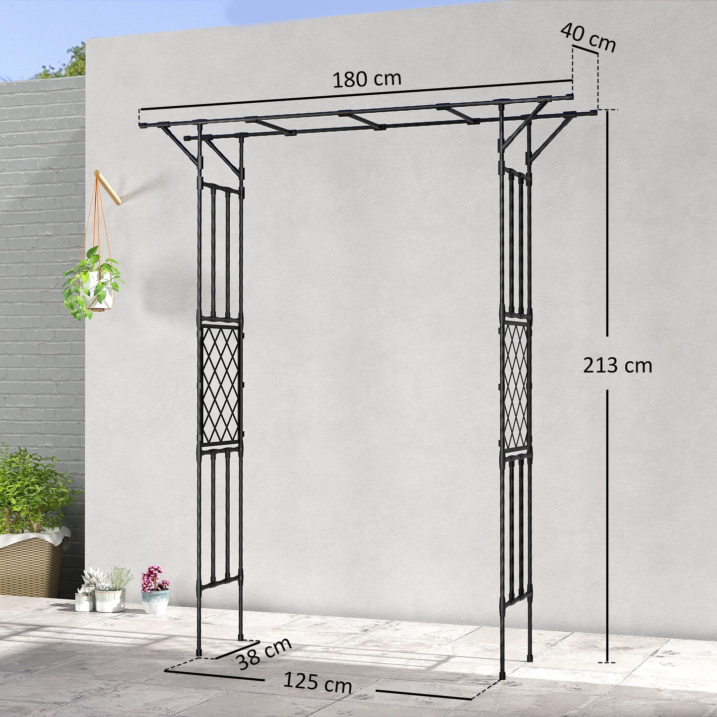 Garden Arch, PE-Coated Steel Arbour Trellis for Climbing Plants