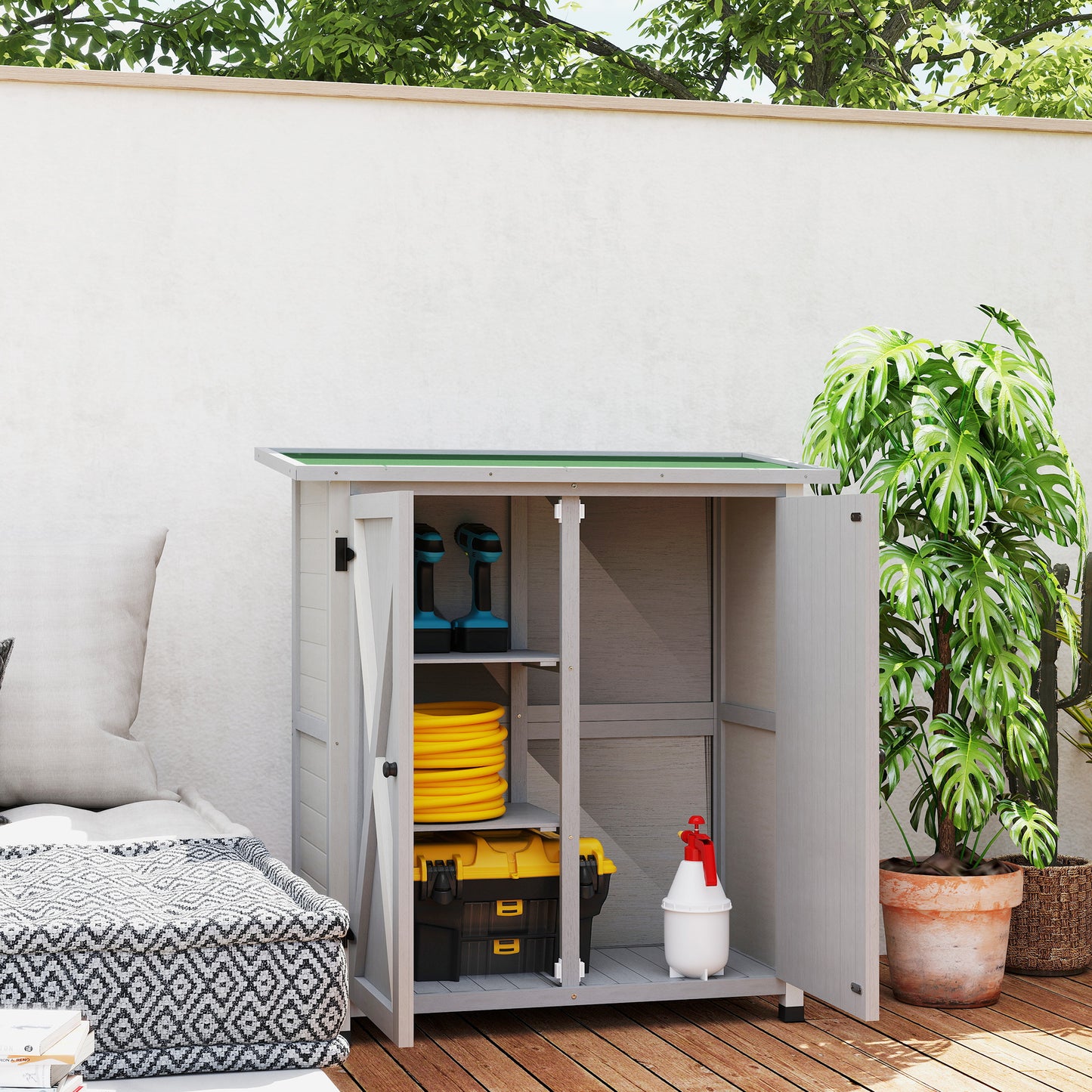 46.5 x 97cm Compact Wooden Storage Shed