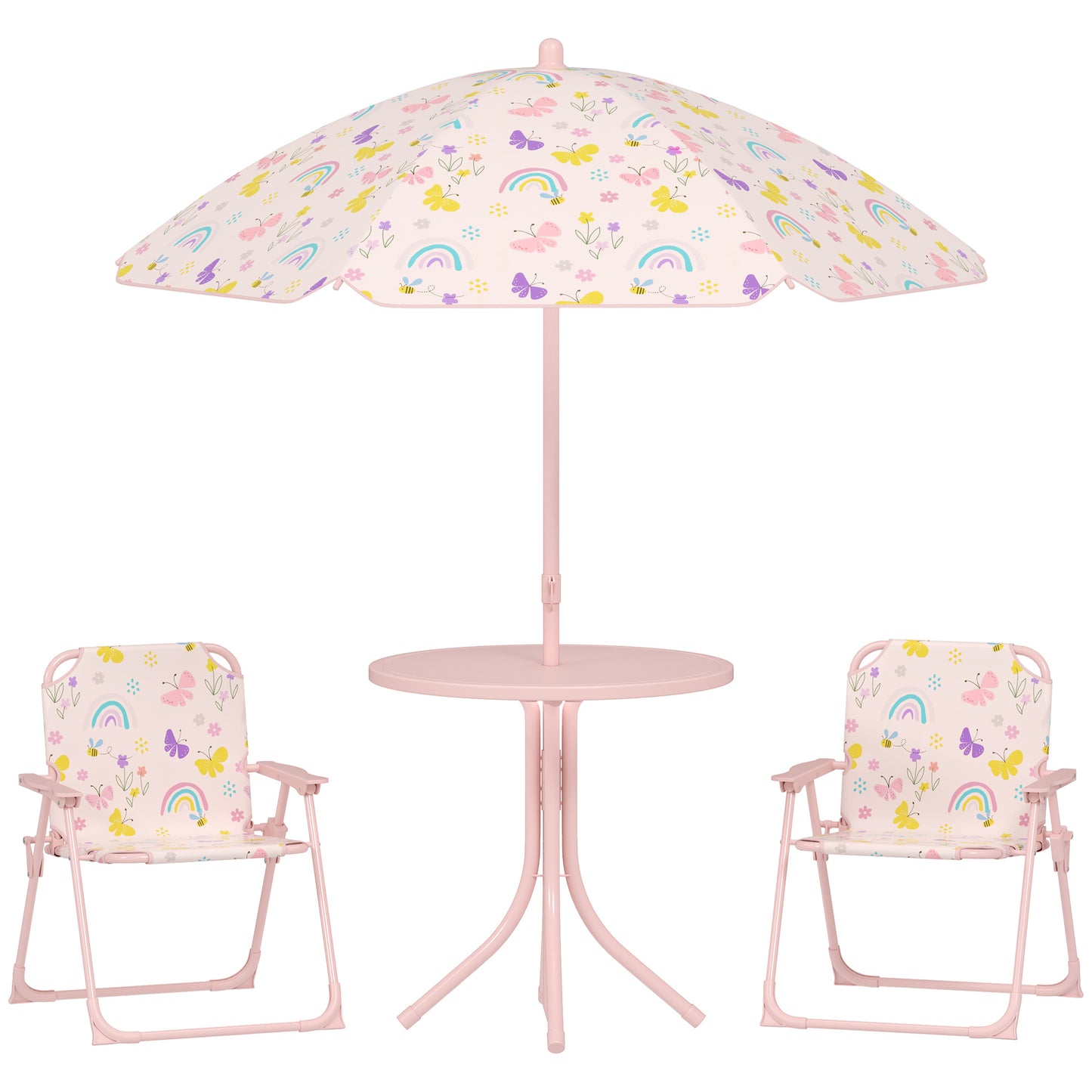 4-Piece Kids Garden Table and Chair Set with Adjustable Parasol (1)