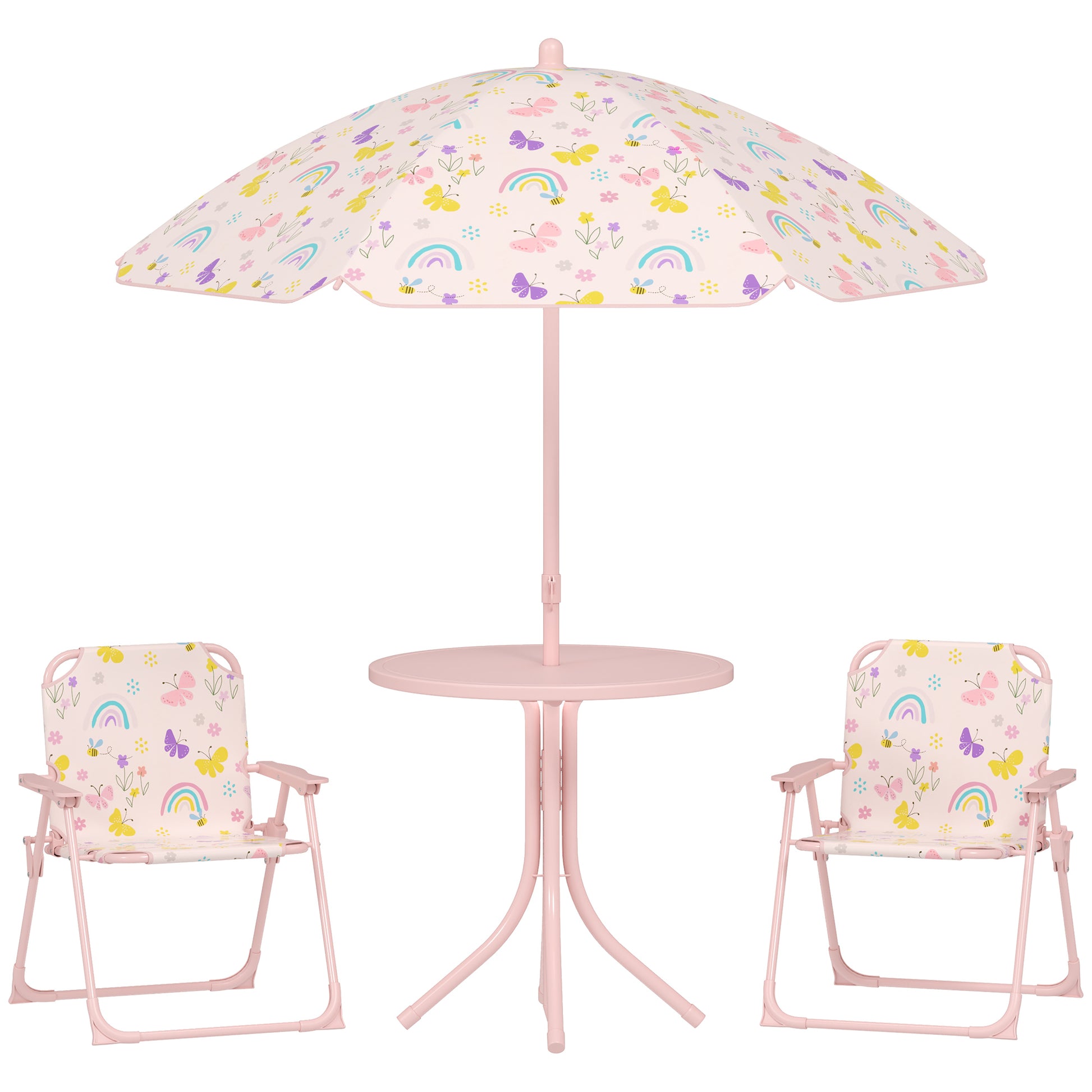 4-Piece Kids Garden Table and Chair Set with Adjustable Parasol (1)