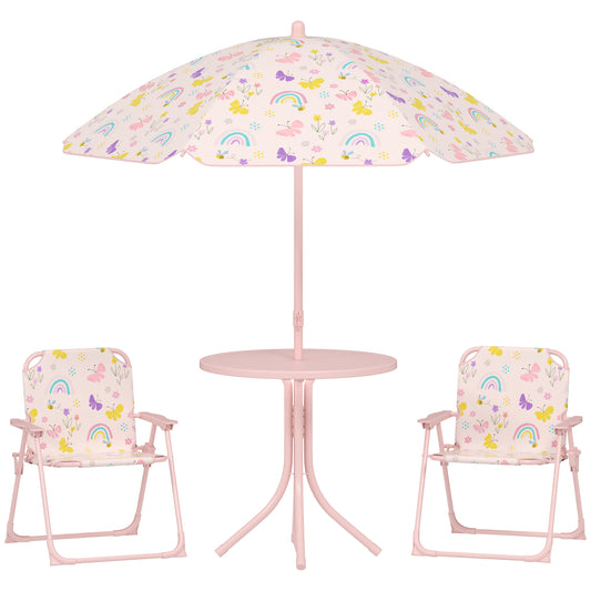 4-Piece Kids Garden Table and Chair Set with Adjustable Parasol (1)