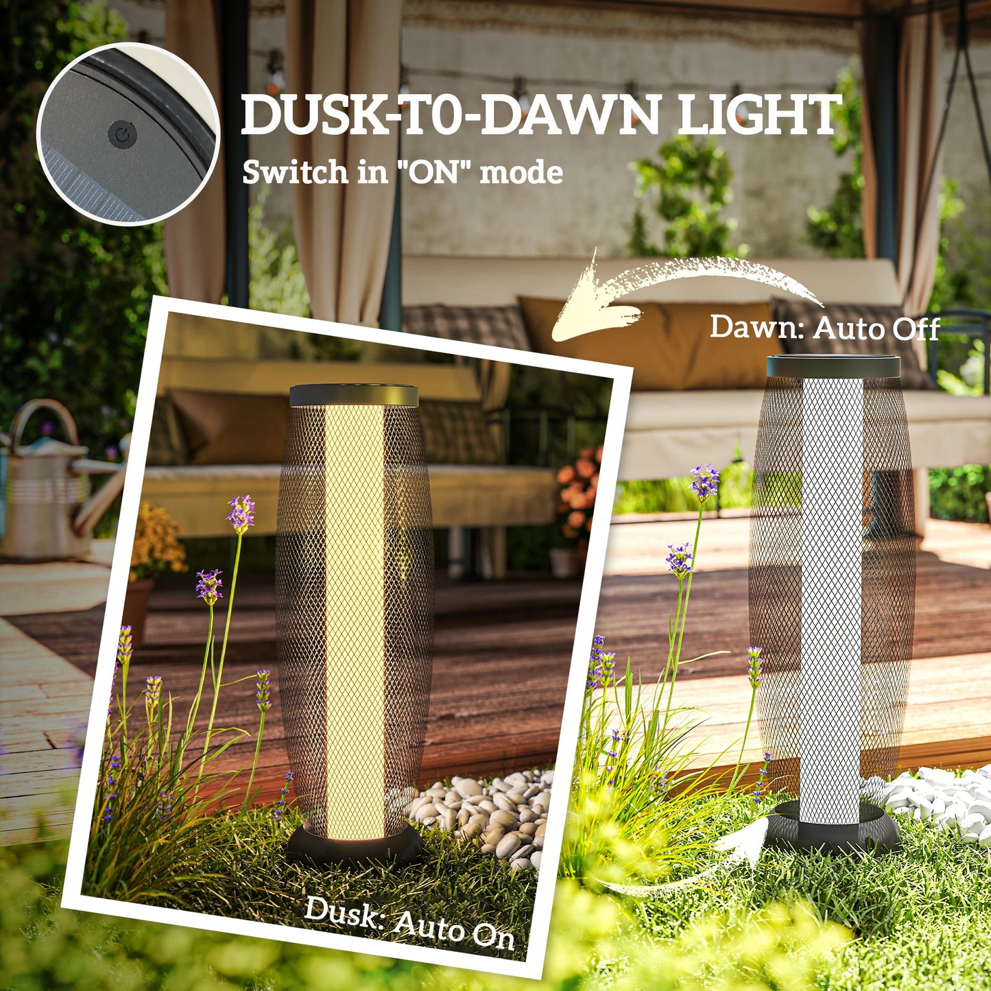 Garden Solar Lamp, 71.5 cm Tall Metal Floor Lamp