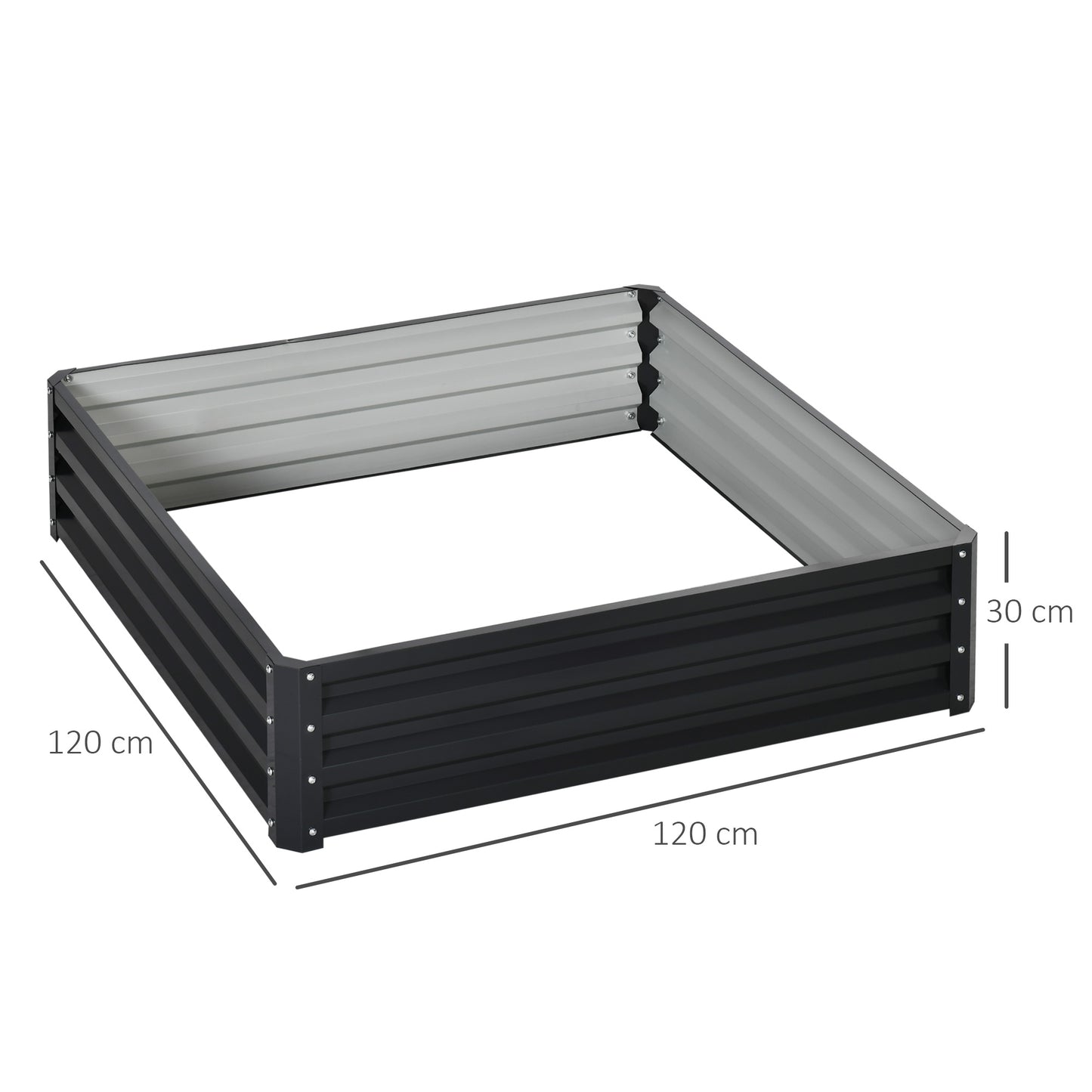 432L Square Raised Garden Bed Box with Weatherized Steel Frame