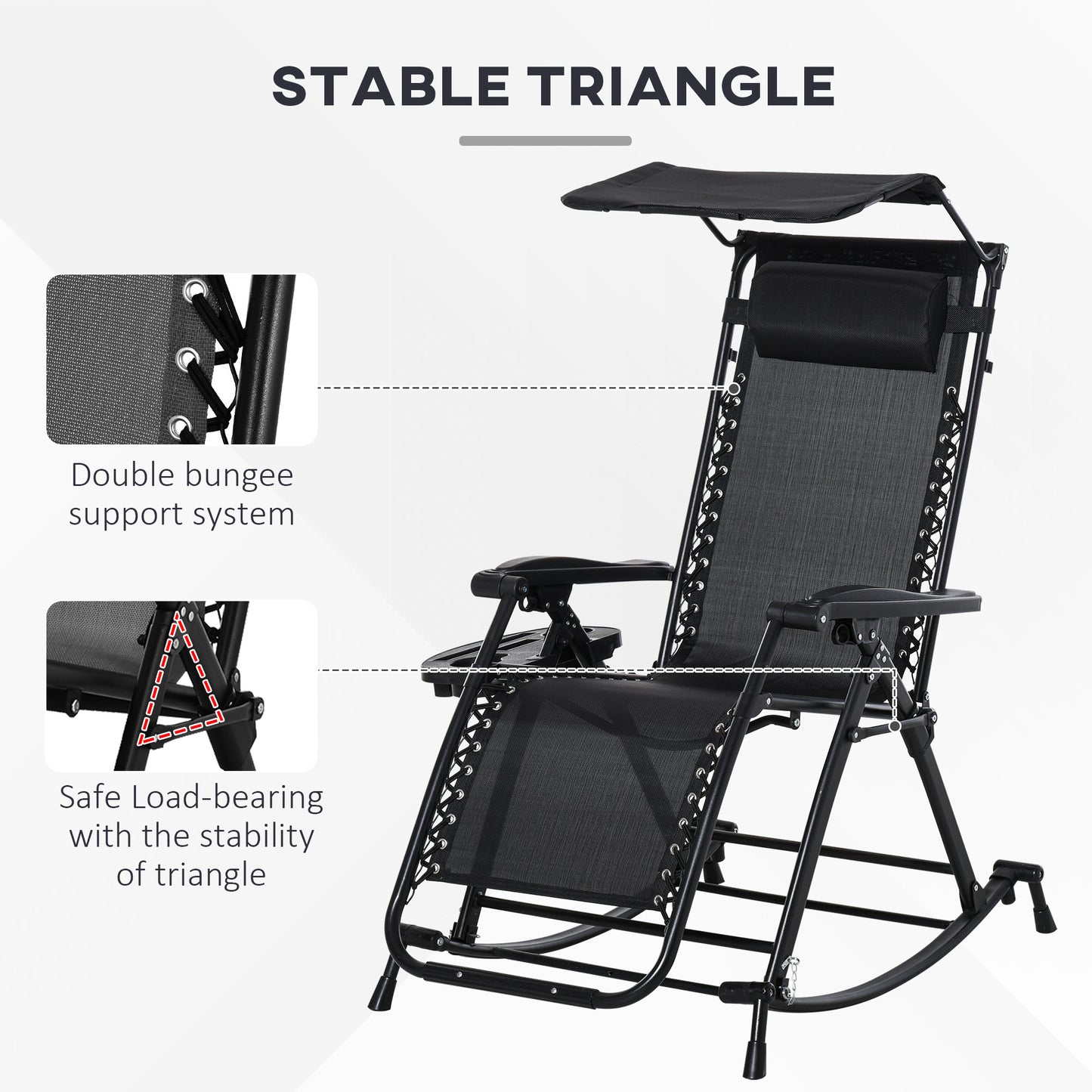 Garden Rocking Chair Folding Recliner Outdoor Adjustable Sun