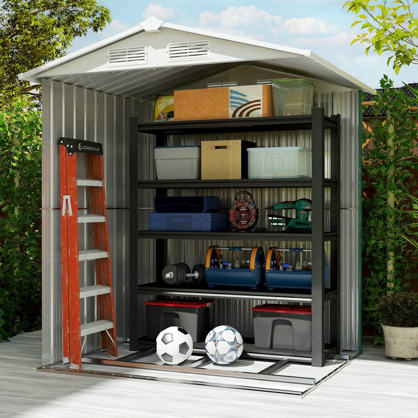 Garden Metal Tool Storage Shed with Sliding Door (2)