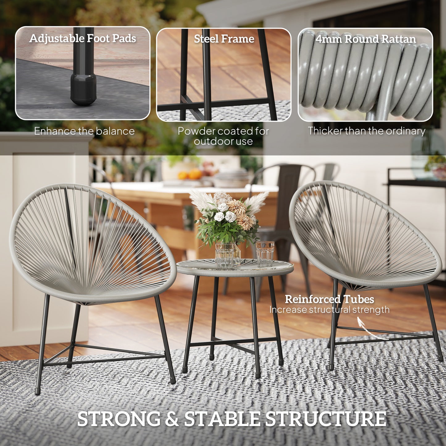 3 Pieces Rattan Bistro Set (6)