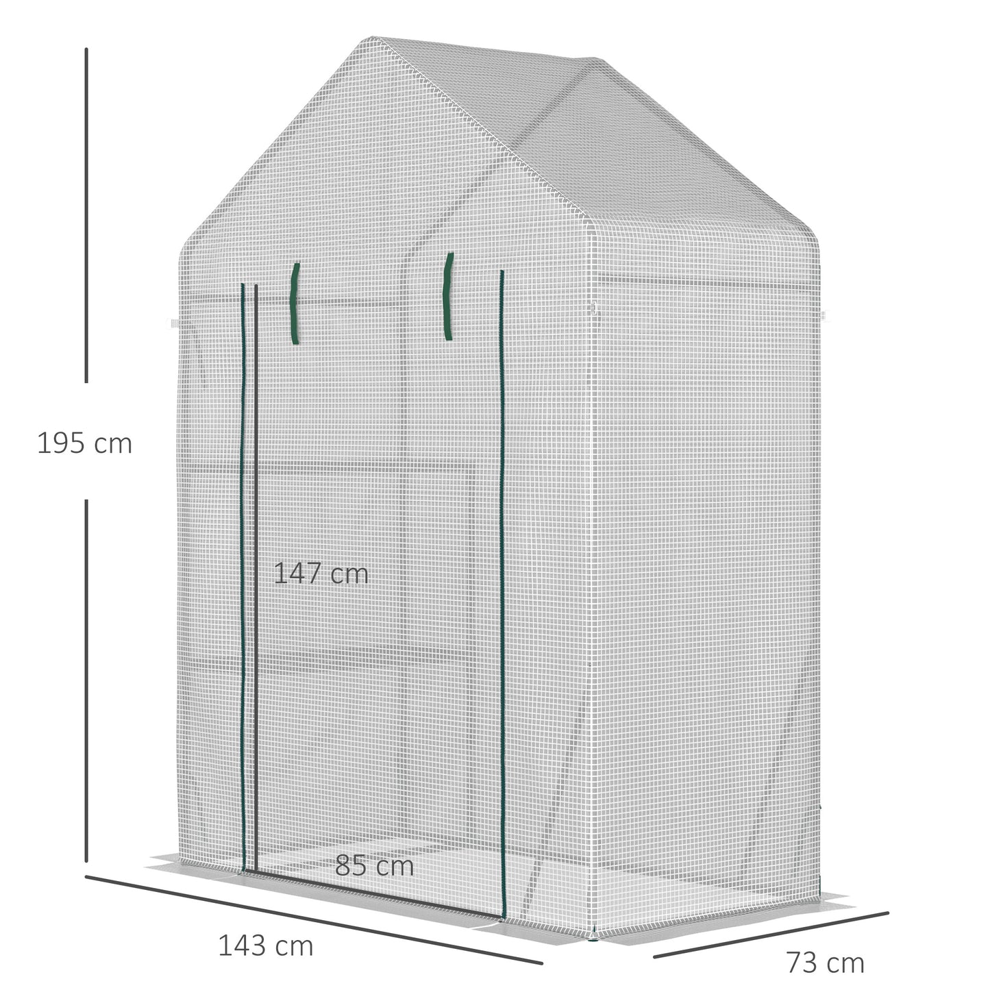 Walk In Greenhouse with 2 Tier Shelf