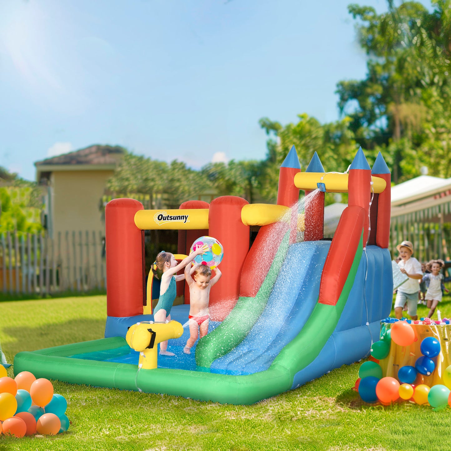 Kids Inflatable Bouncy Castle Water Slide 6 in 1 Bounce House